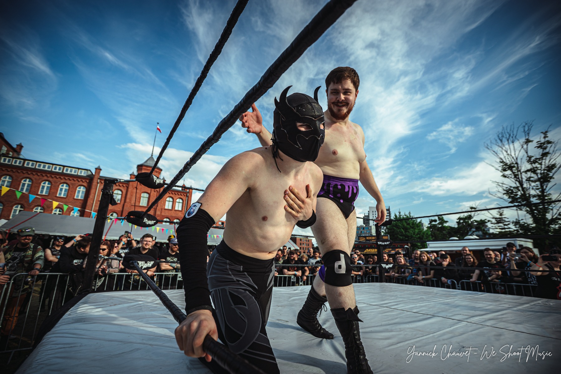 Wrestlers competing in the ring during Mystic Festival 2026