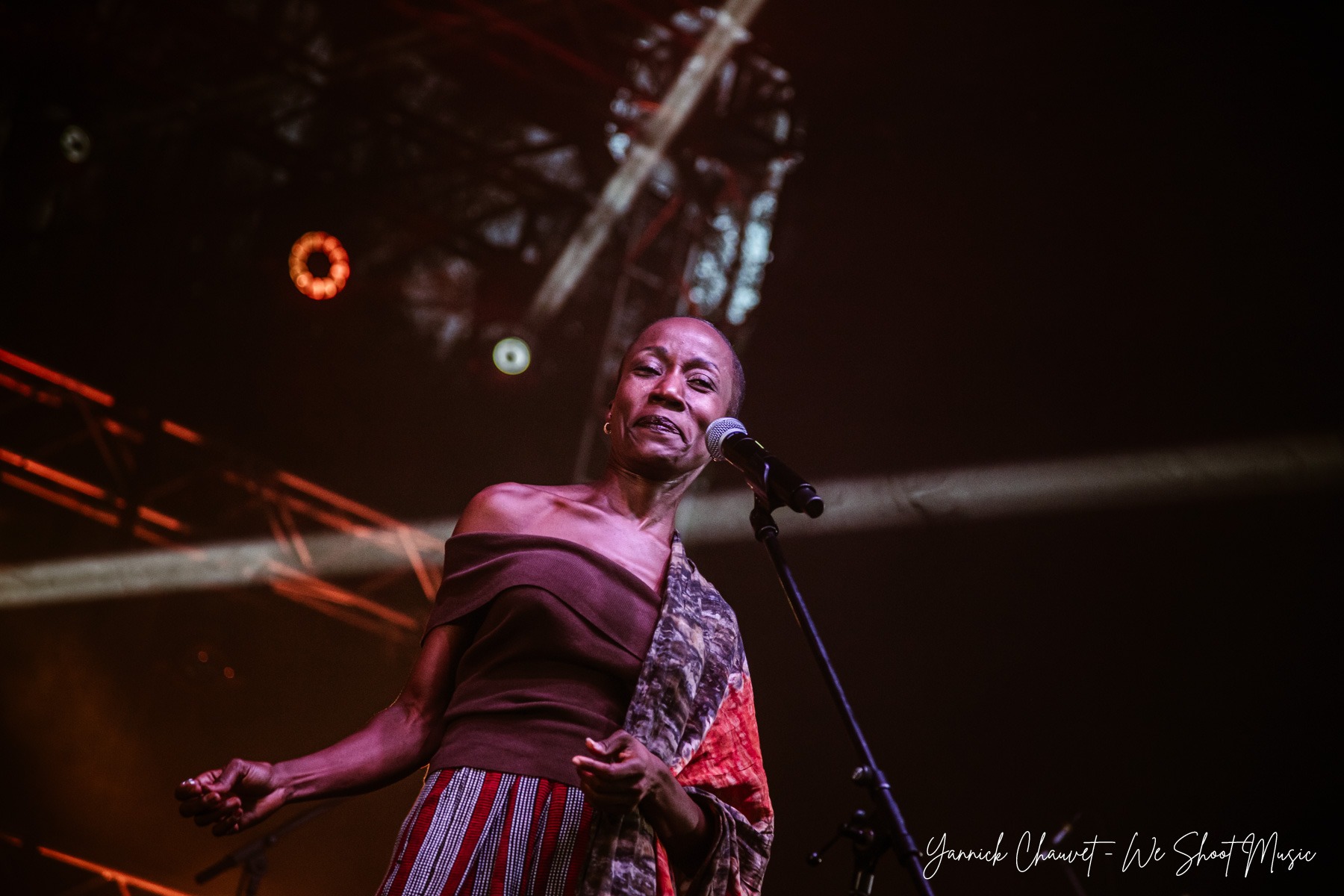 Rokia Traoré performing live on stage during Globaltica Festival 2026