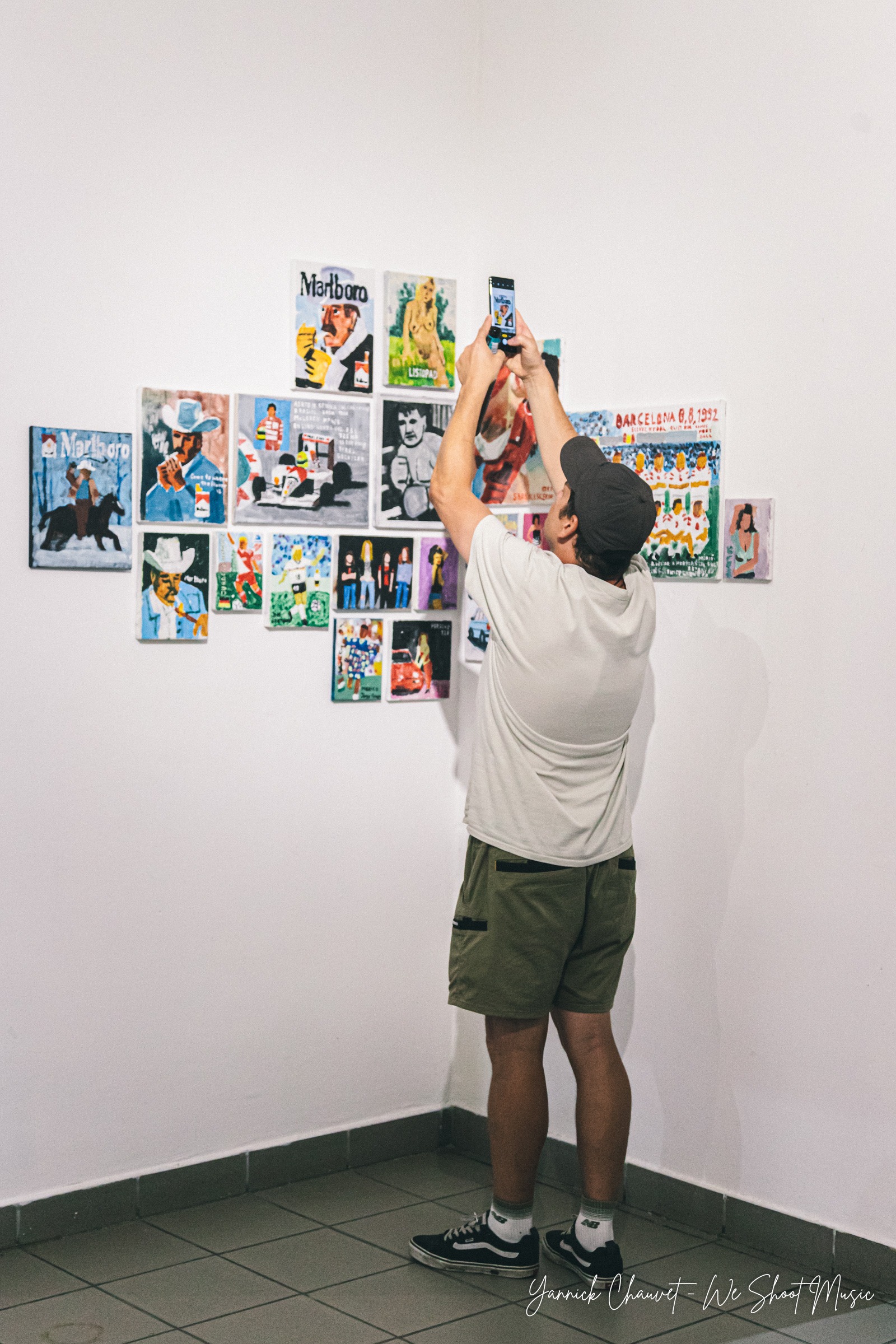 Gallery views of "Summertime Love", an exhibition by Tomasz Kaczyński (@deepgothic) at tuBaza in Gdynia Orłowo, featuring paintings inspired by music, popular culture, sport and everyday life.