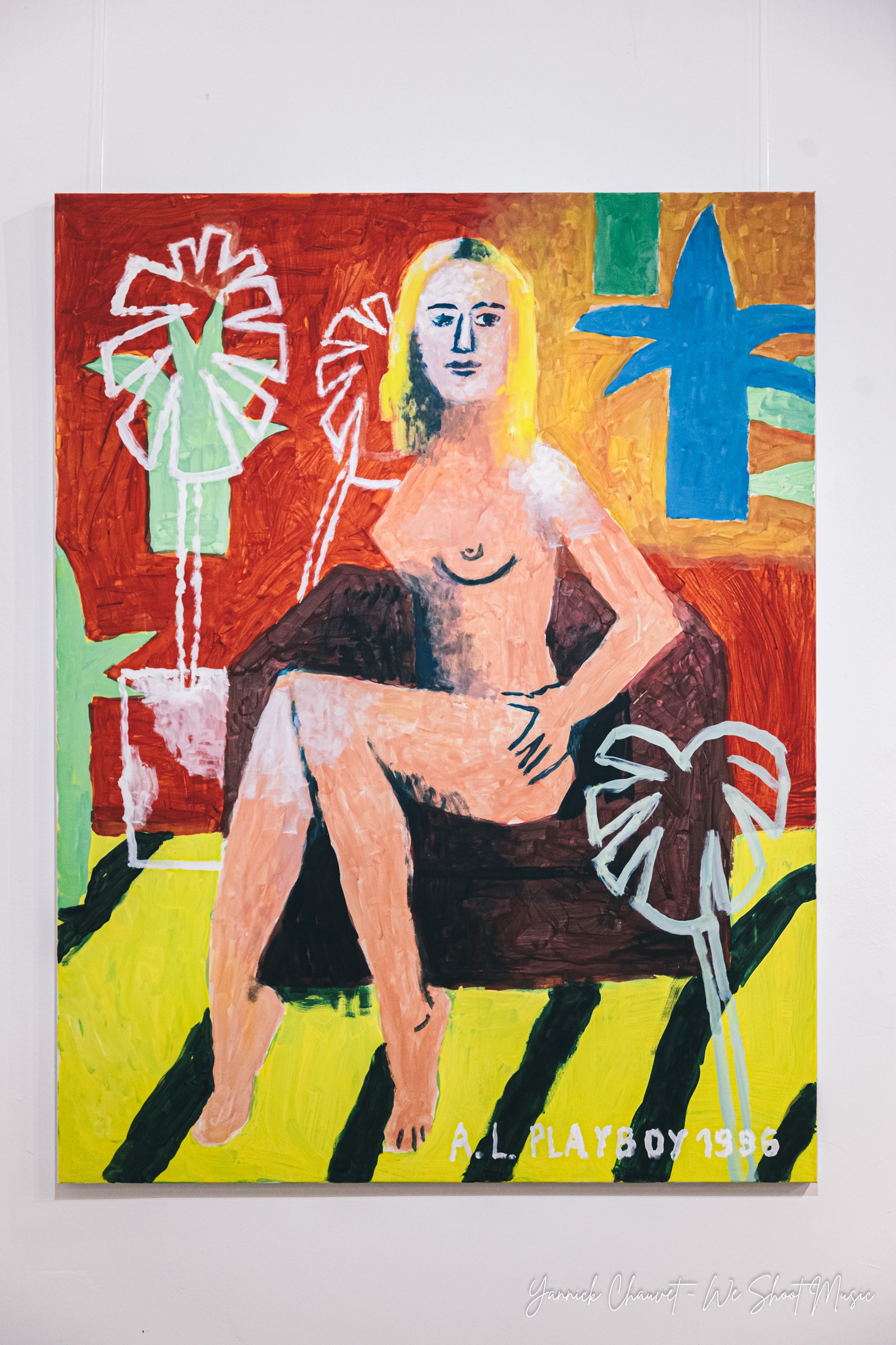 Gallery views of "Summertime Love", an exhibition by Tomasz Kaczyński (@deepgothic) at tuBaza in Gdynia Orłowo, featuring paintings inspired by music, popular culture, sport and everyday life.