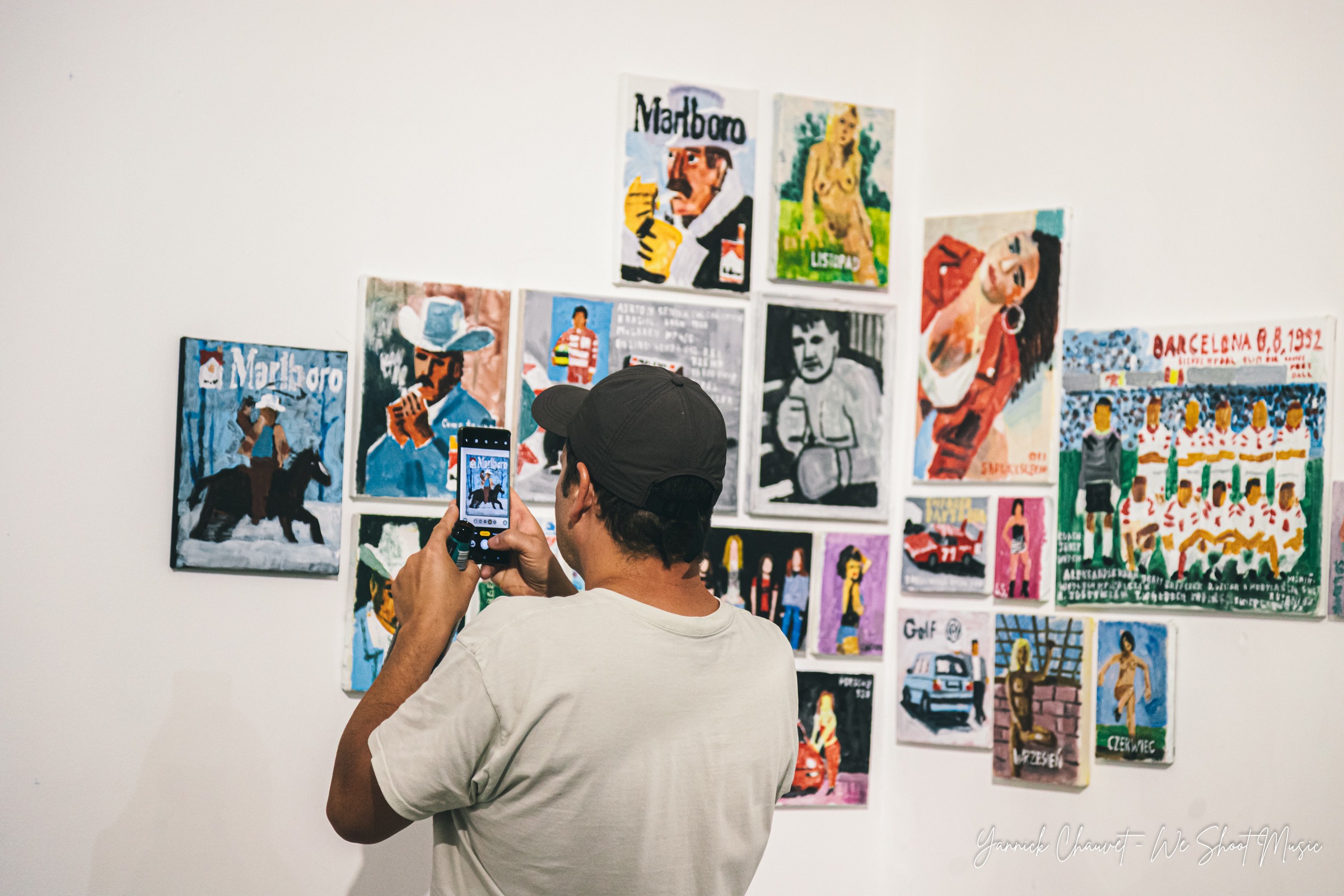 Gallery views of "Summertime Love", an exhibition by Tomasz Kaczyński (@deepgothic) at tuBaza in Gdynia Orłowo, featuring paintings inspired by music, popular culture, sport and everyday life.