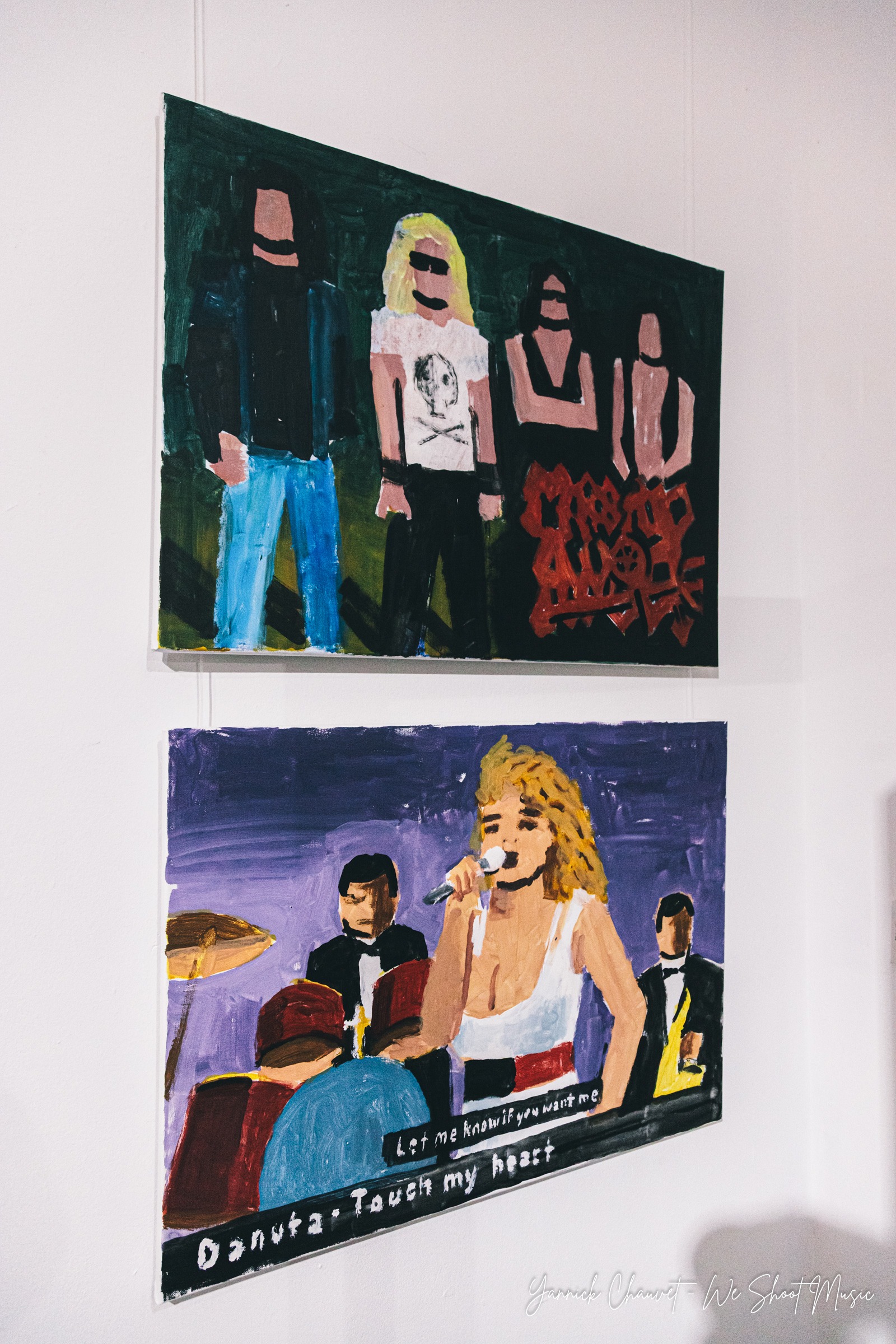 Gallery views of "Summertime Love", an exhibition by Tomasz Kaczyński (@deepgothic) at tuBaza in Gdynia Orłowo, featuring paintings inspired by music, popular culture, sport and everyday life.