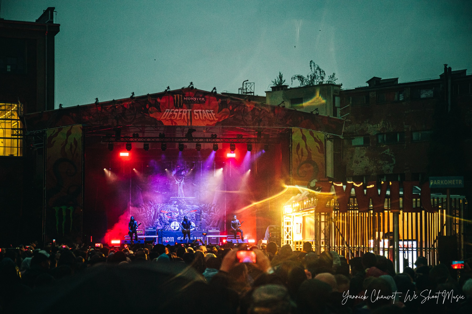 Rotting Christ performing live on stage during Mystic Festival 2026.