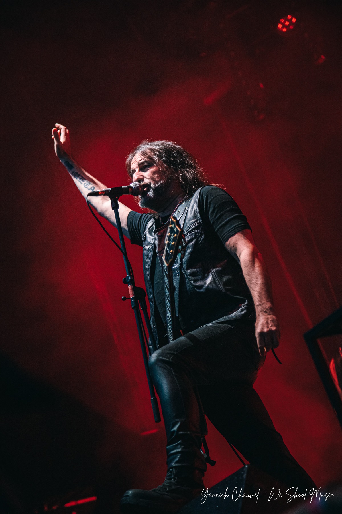 Rotting Christ performing live on stage during Mystic Festival 2026.