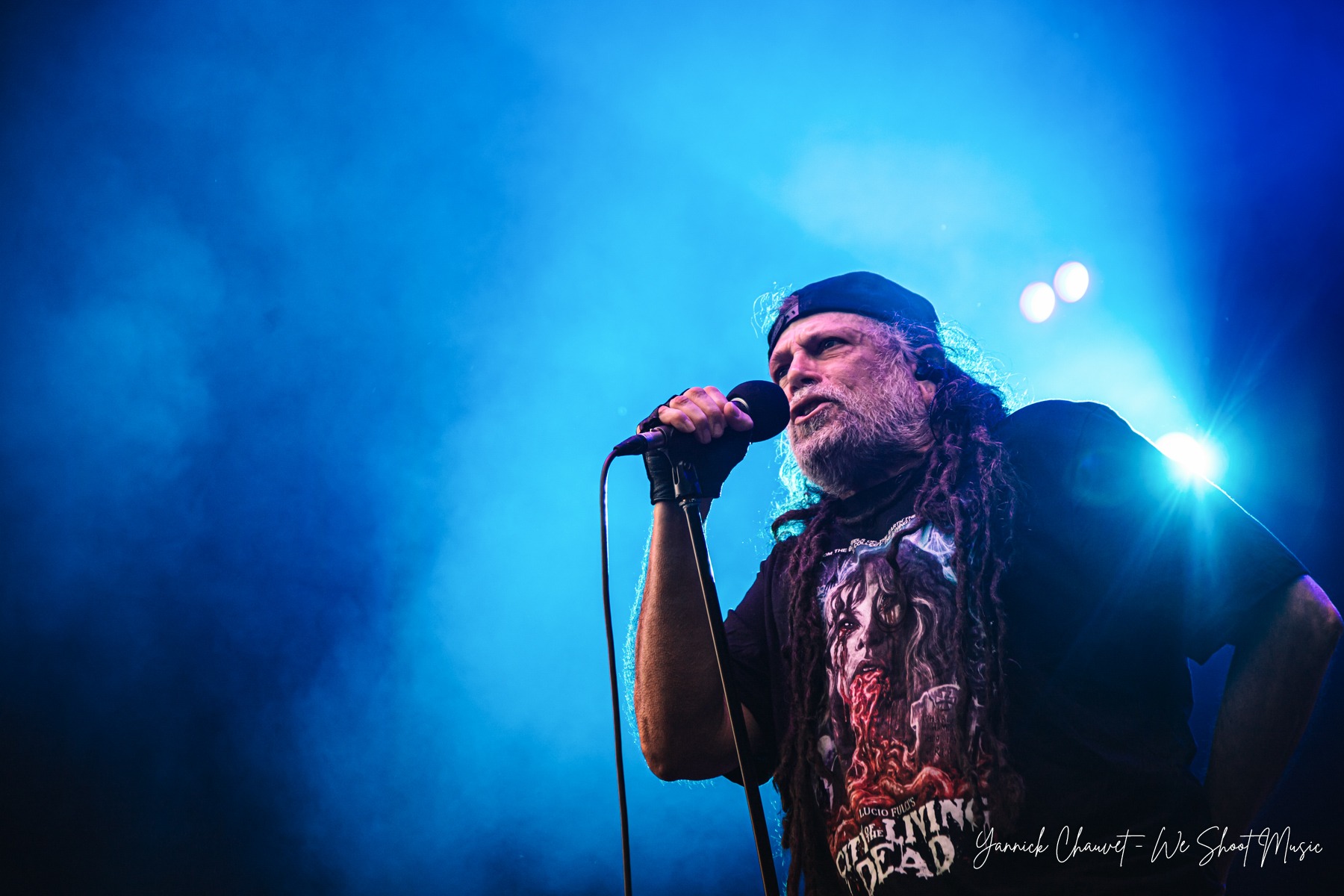 Six Feet Under performing live on stage during Mystic Festival 2026 Warm Up Day.