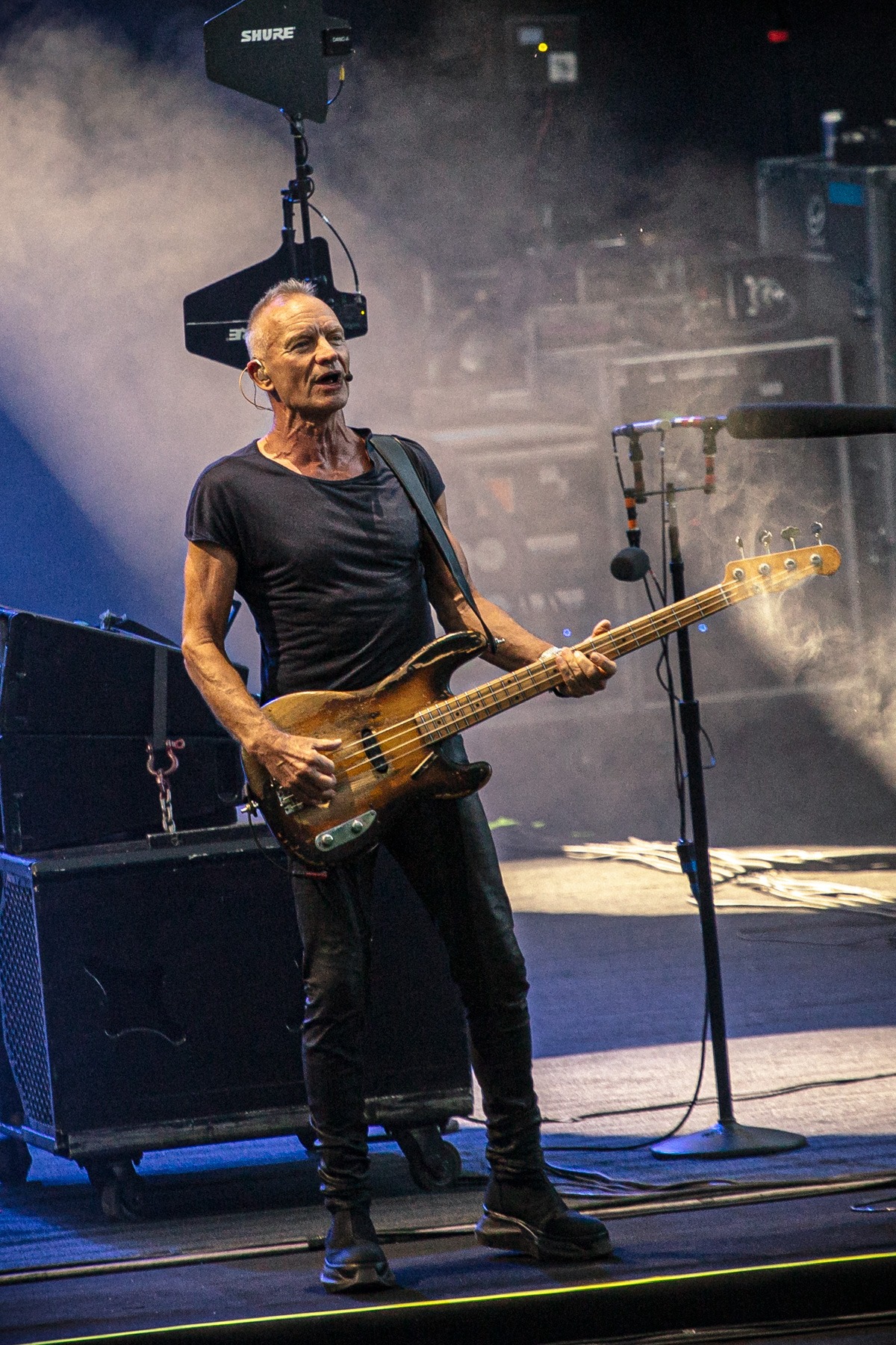 Sting performing live with Dominic Miller and Chris Maas during the Sting 3.0 concert at Opera Leśna in Sopot, Poland, on 24 June 2026.