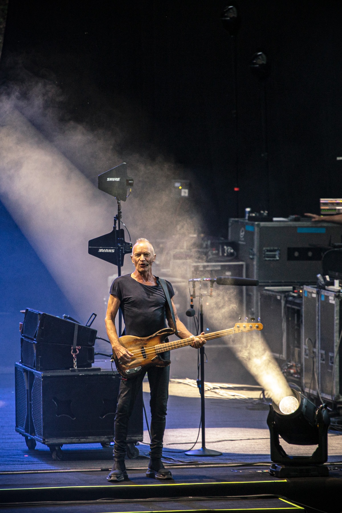 Sting performing live with Dominic Miller and Chris Maas during the Sting 3.0 concert at Opera Leśna in Sopot, Poland, on 24 June 2026.