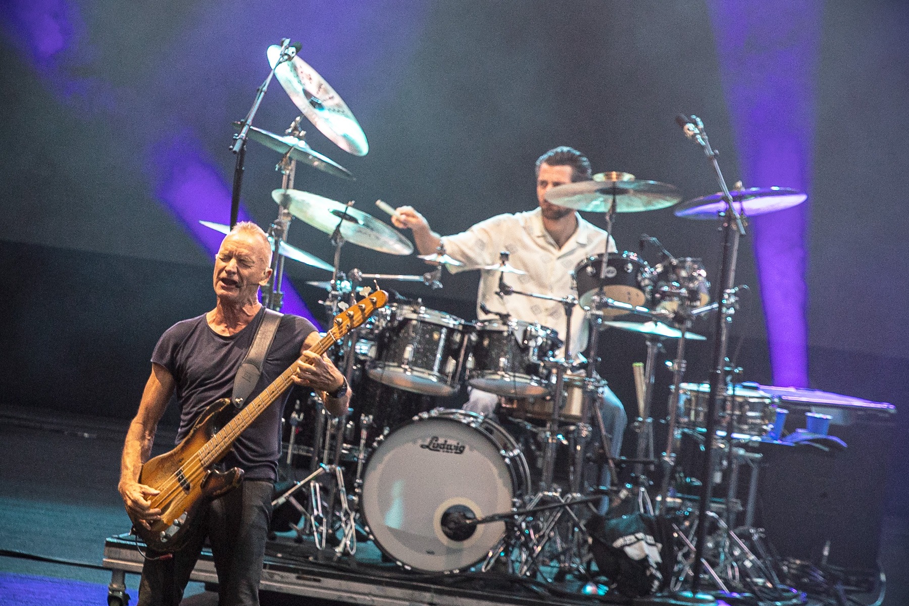 Sting performing live with Dominic Miller and Chris Maas during the Sting 3.0 concert at Opera Leśna in Sopot, Poland, on 24 June 2026.
